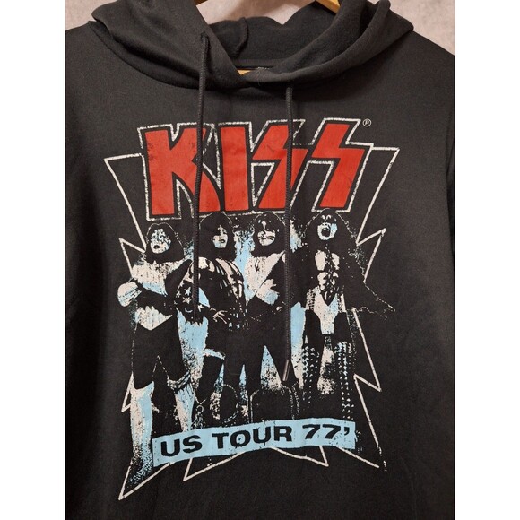 Y2K Kiss Band‎ Hoodie Sz M US Tour 77 Black Rock and Roll Steampunk Gothic NWT